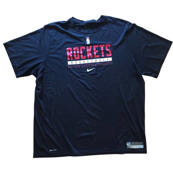 NBA Nike Mens Houston Rockets Black Red Engineered Basketball T Shirt 3XL Tall - Picture 1 of 6